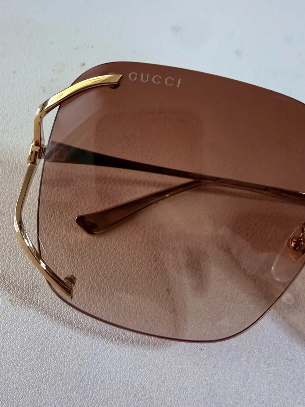 NEW Gucci GG0646S 002 Gucci-Logo Sunglasses Women's Gold/Brown Gradient 60mm - Picture 3 of 12